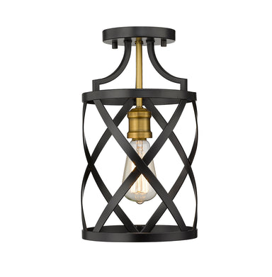 Z-Lite Canada - One Light Flush Mount - Malcalester - Matte Black / Olde Brass- Union Lighting Luminaires Decor