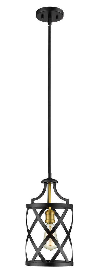 Z-Lite Canada - One Light Pendant - Malcalester - Matte Black / Olde Brass- Union Lighting Luminaires Decor