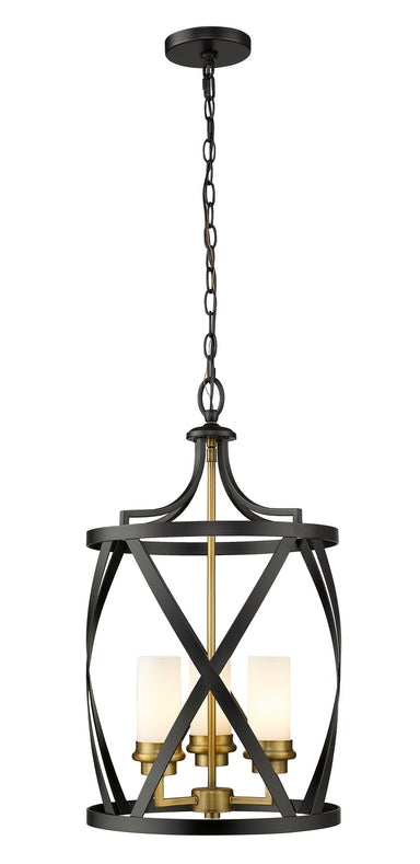 Z-Lite Canada - Three Light Pendant - Malcalester - Matte Black / Olde Brass- Union Lighting Luminaires Decor