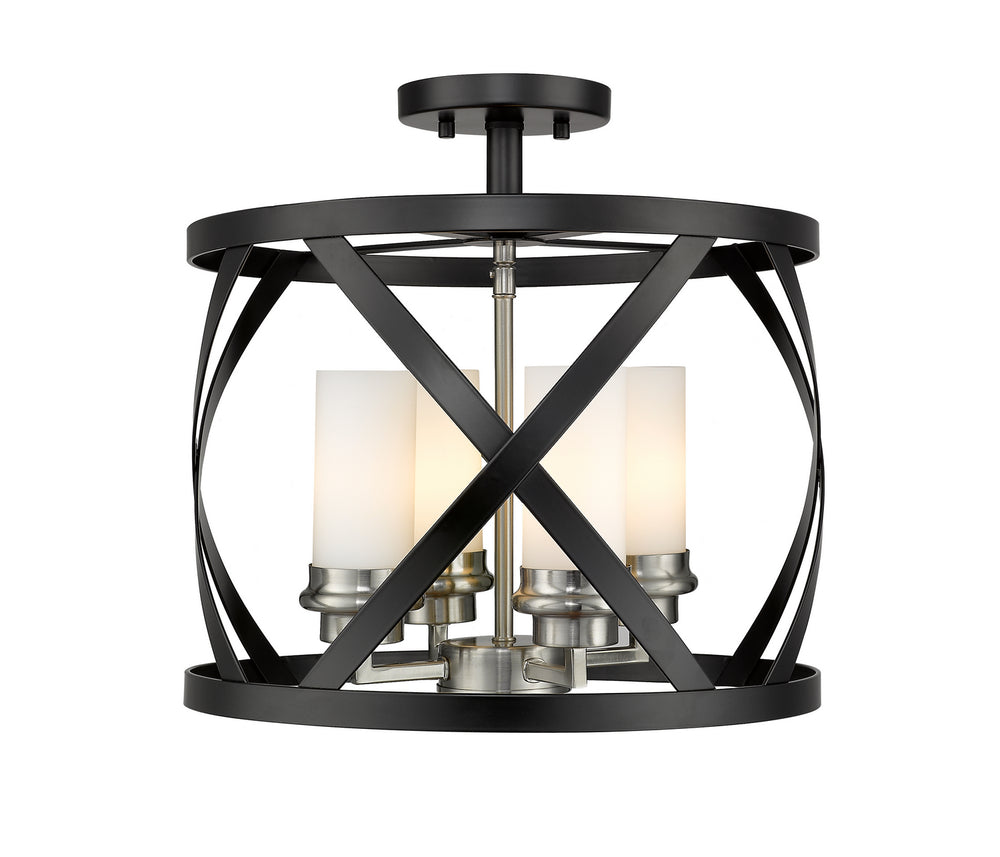 Z-Lite Canada - Four Light Semi Flush Mount - Malcalester - Matte Black / Brushed Nickel- Union Lighting Luminaires Decor