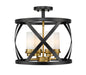 Z-Lite Canada - Four Light Semi Flush Mount - Malcalester - Matte Black / Olde Brass- Union Lighting Luminaires Decor