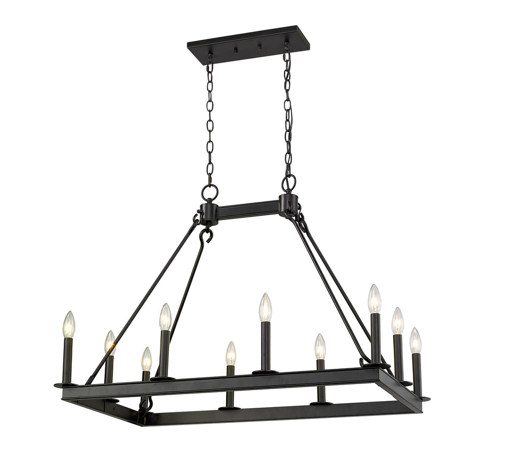 Z-Lite Canada - Ten Light Linear Chandelier - Barclay - Matte Black- Union Lighting Luminaires Decor