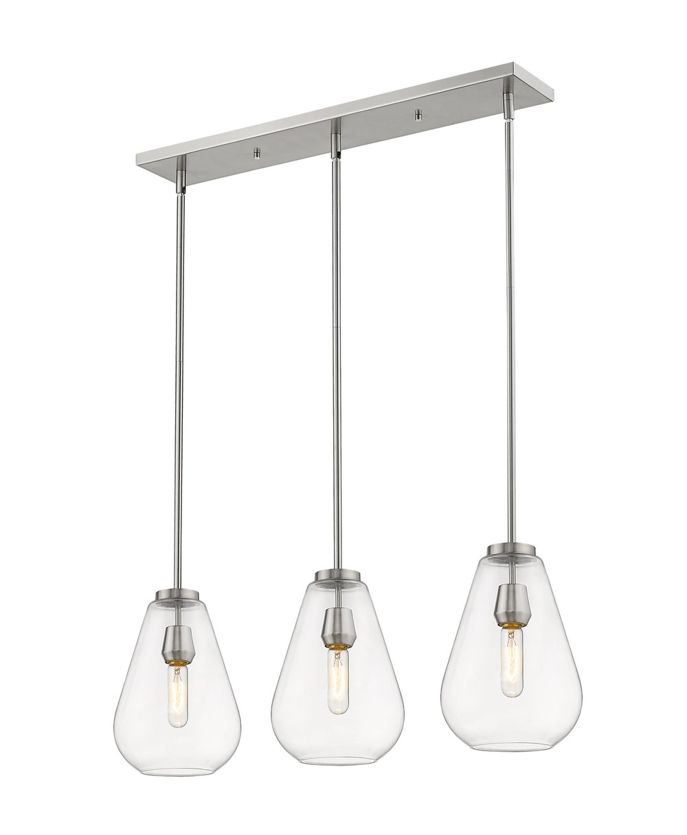 Z-Lite Canada - Three Light Linear Chandelier - Ayra - Brushed Nickel- Union Lighting Luminaires Decor