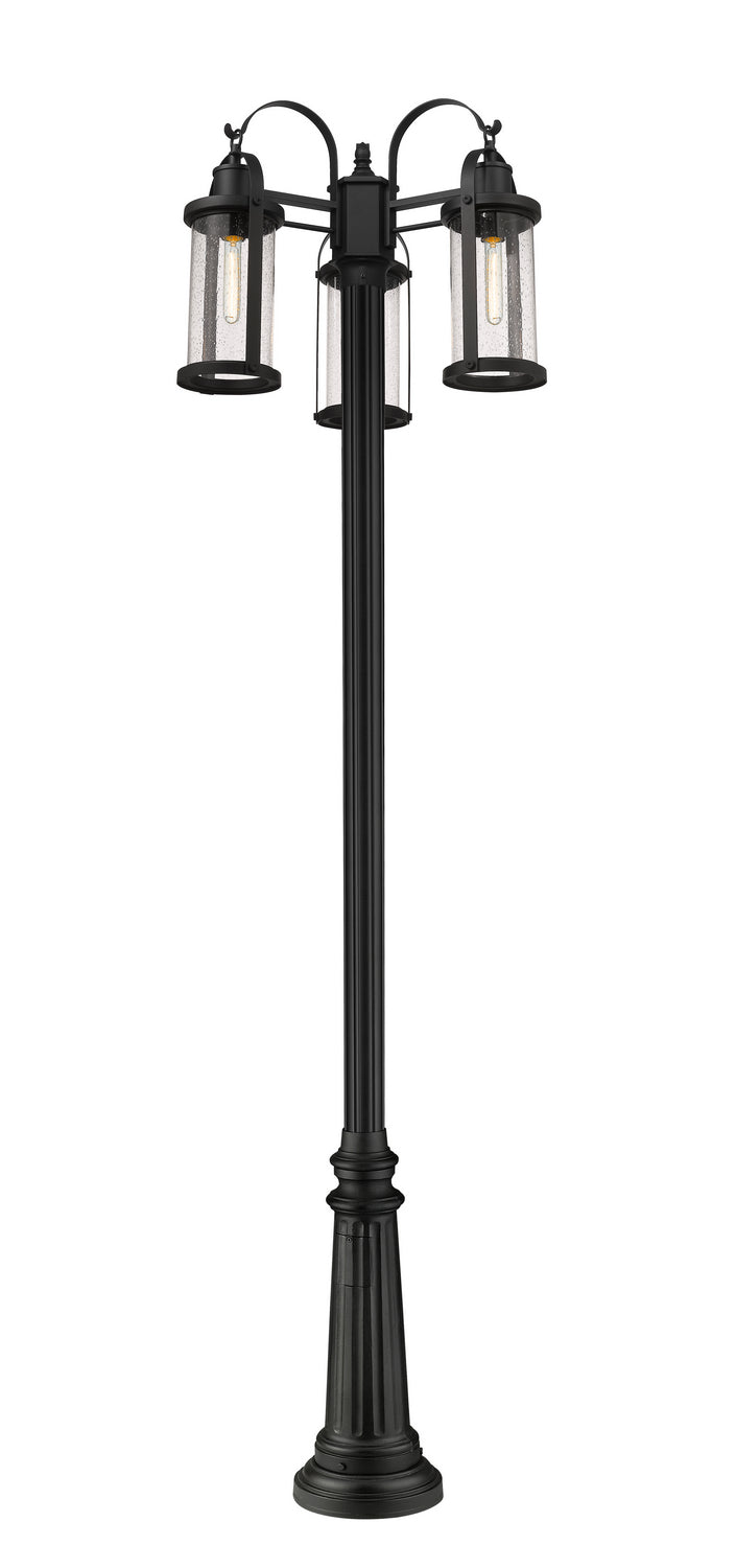 Z-Lite Canada - Three Light Outdoor Post Mounted Fixture - Roundhouse - Black- Union Lighting Luminaires Decor
