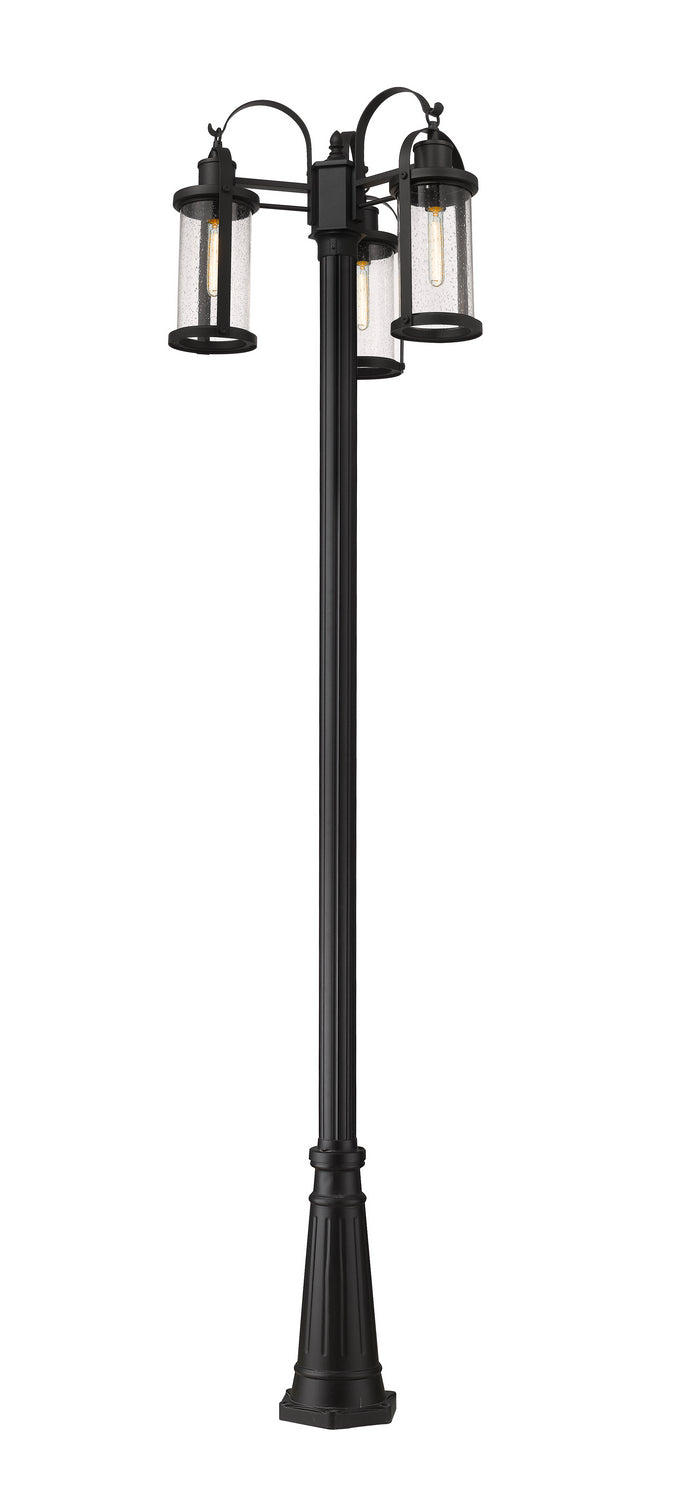 Z-Lite Canada - Three Light Outdoor Post Mounted Fixture - Roundhouse - Black- Union Lighting Luminaires Decor