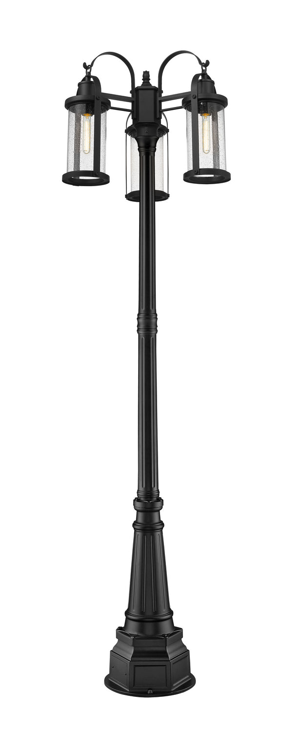 Z-Lite Canada - Three Light Outdoor Post Mounted Fixture - Roundhouse - Black- Union Lighting Luminaires Decor