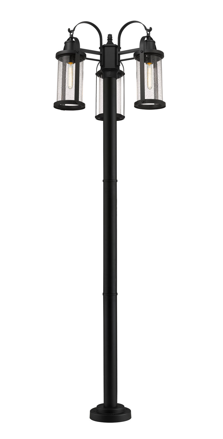 Z-Lite Canada - Three Light Outdoor Post Mounted Fixture - Roundhouse - Black- Union Lighting Luminaires Decor