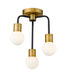 Z-Lite Canada - Three Light Semi Flush Mount - Neutra - Matte Black + Foundry Brass- Union Lighting Luminaires Decor