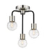Z-Lite Canada - Three Light Semi Flush Mount - Neutra - Matte Black + Polished Nickel- Union Lighting Luminaires Decor