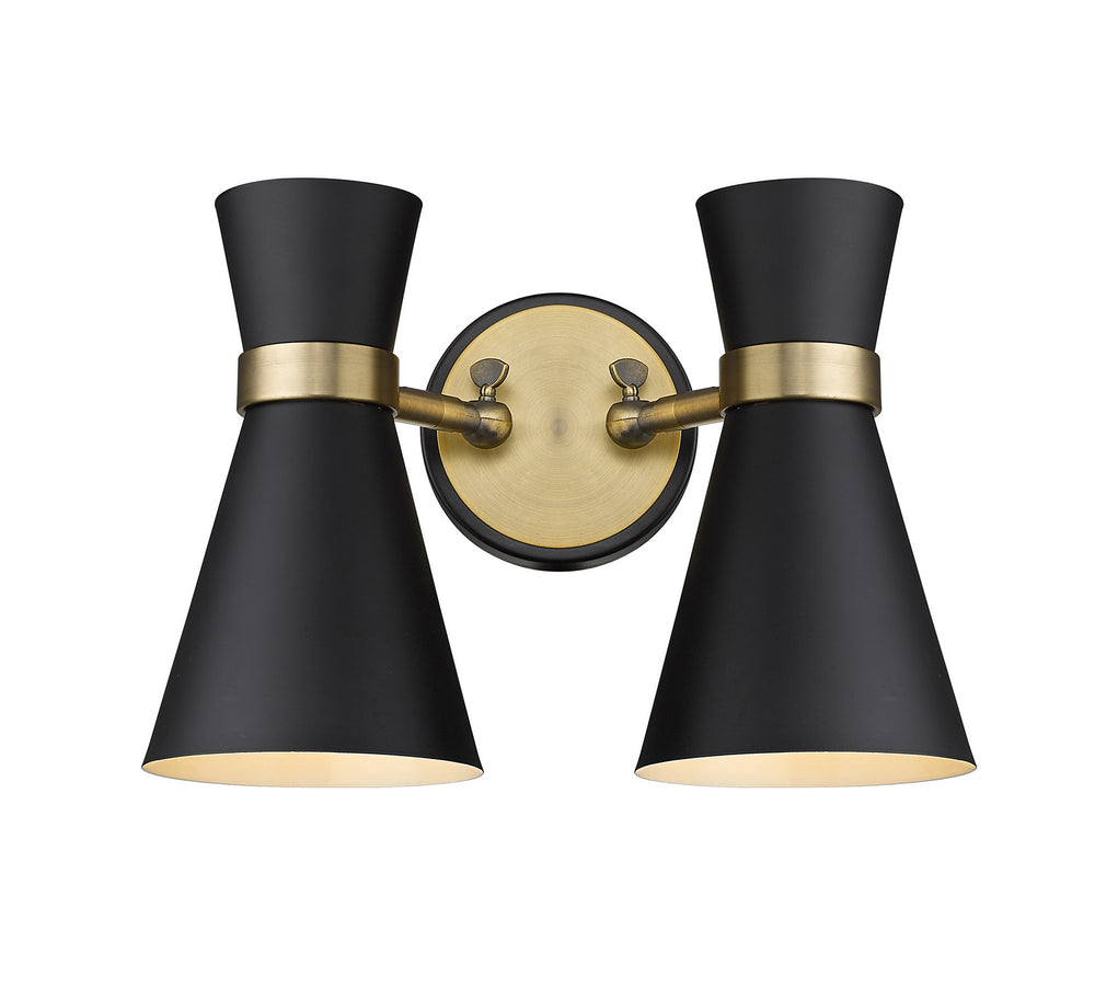 Z-Lite Canada - Two Light Wall Sconce - Soriano - Matte Black + Heritage Brass- Union Lighting Luminaires Decor