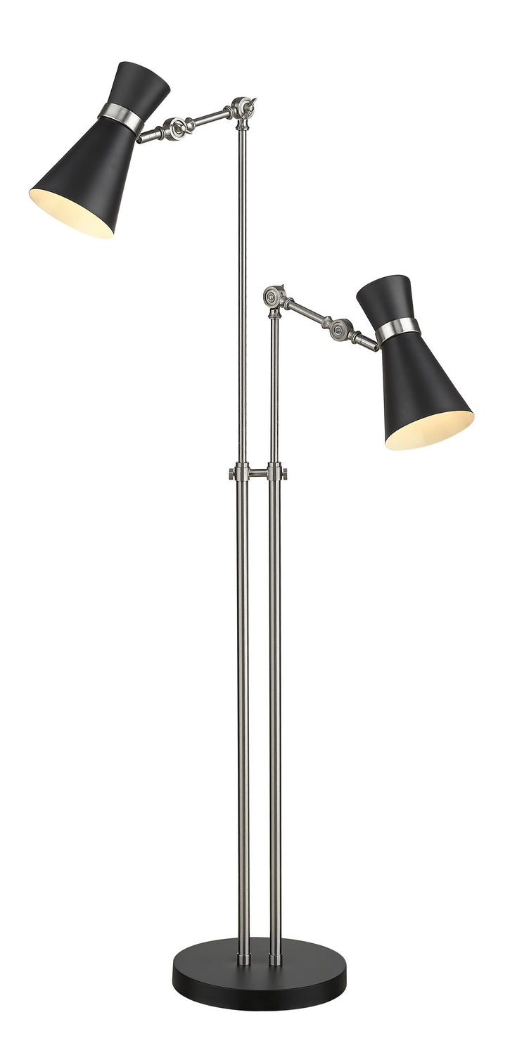 Z-Lite Canada - Two Light Floor Lamp - Soriano - Matte Black + Brushed Nickel- Union Lighting Luminaires Decor