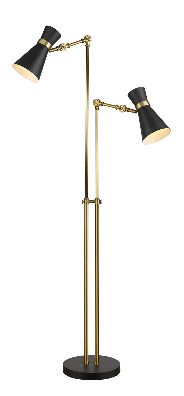 Z-Lite Canada - Two Light Floor Lamp - Soriano - Matte Black + Heritage Brass- Union Lighting Luminaires Decor