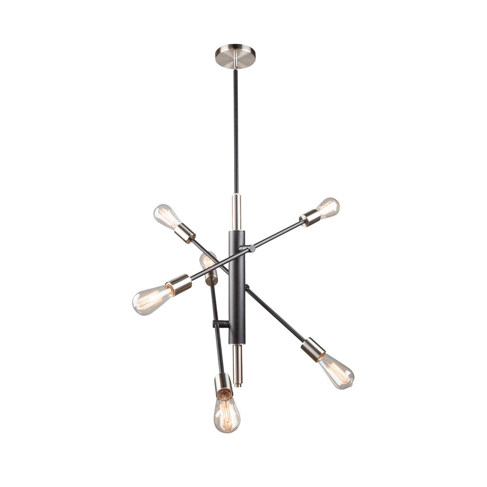 Artcraft Canada - Six Light Pendant - Truro - Black & Brushed Nickel- Union Lighting Luminaires Decor