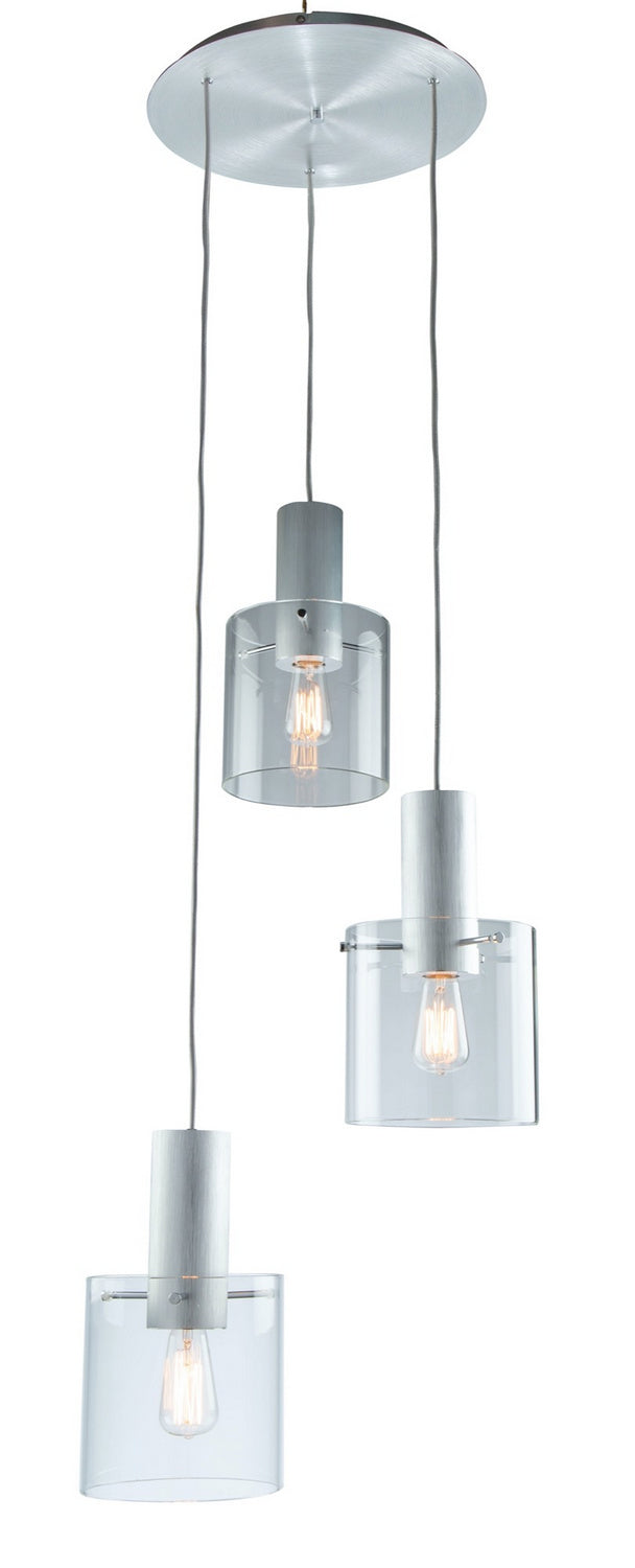 Artcraft Canada - Three Light Chandelier - Henley - Brushed Aluminum & Clear Glass- Union Lighting Luminaires Decor