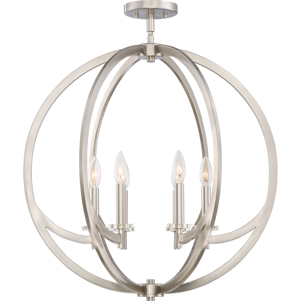 Quoizel - Six Light Semi-Flush Mount - Orion - Brushed Nickel- Union Lighting Luminaires Decor