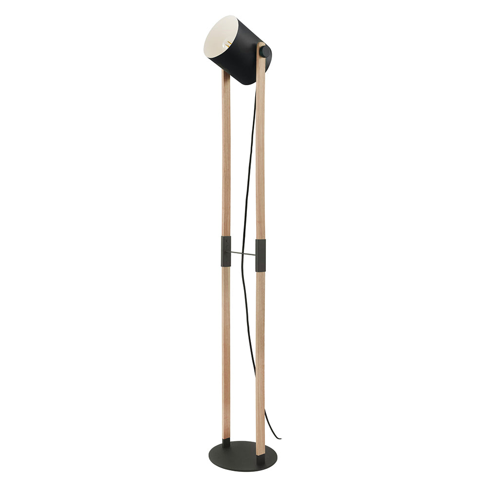 Eglo Canada - One Light Floor Lamp - Hornwood - Black & Natural Wood- Union Lighting Luminaires Decor