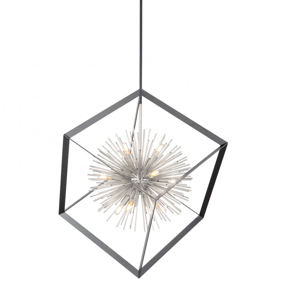 Artcraft Canada - 12 Light Chandelier - Sunburst - Matte Black & Chrome- Union Lighting Luminaires Decor