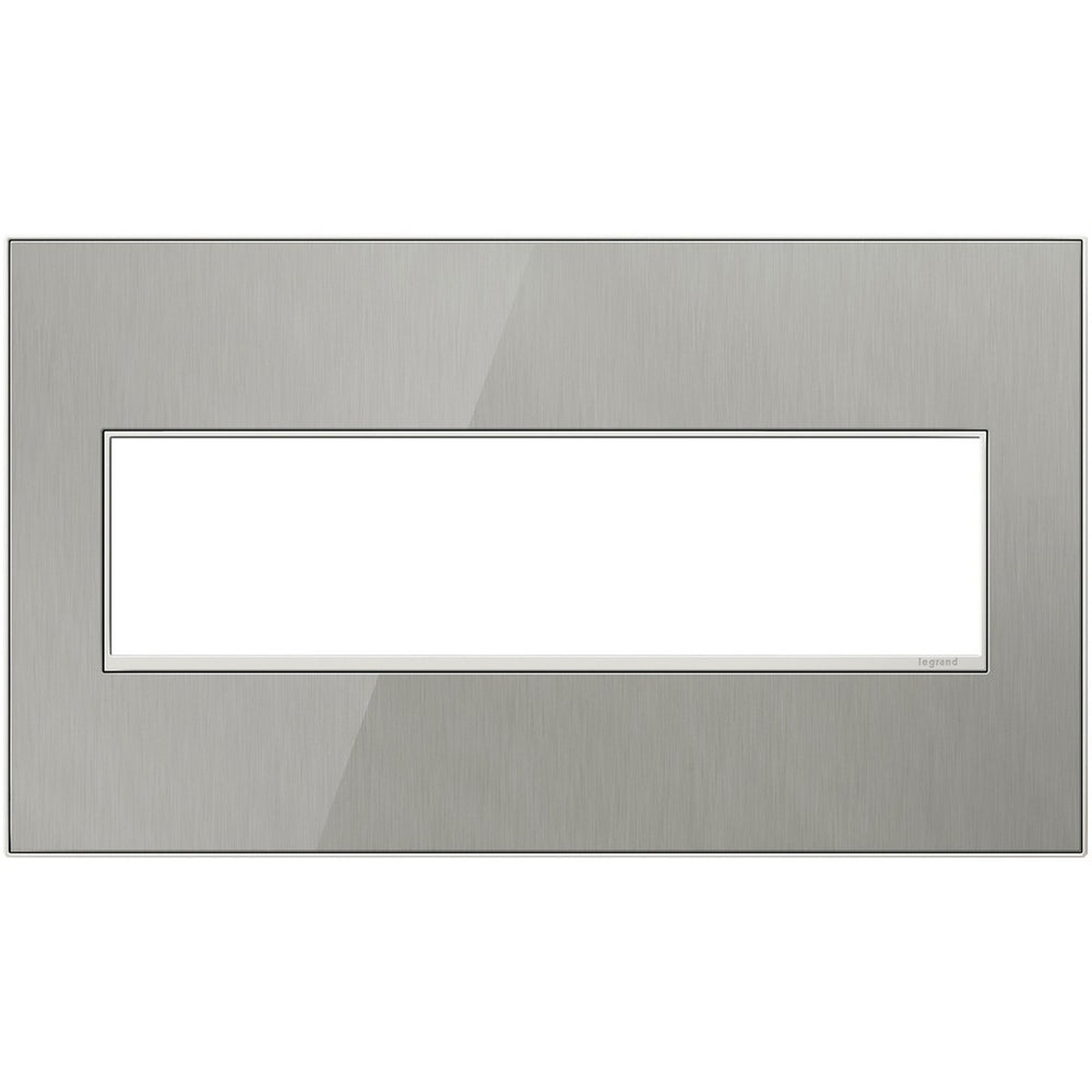 Legrand Canada - Four-Gang Screwless Wall Plate - Adorne - Brushed Stainless- Union Lighting Luminaires Decor