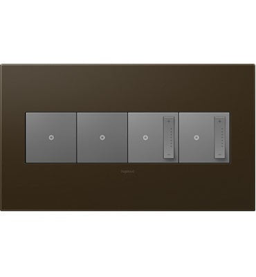 Legrand Canada - Four-Gang Screwless Wall Plate - Adorne - Bronze- Union Lighting Luminaires Decor