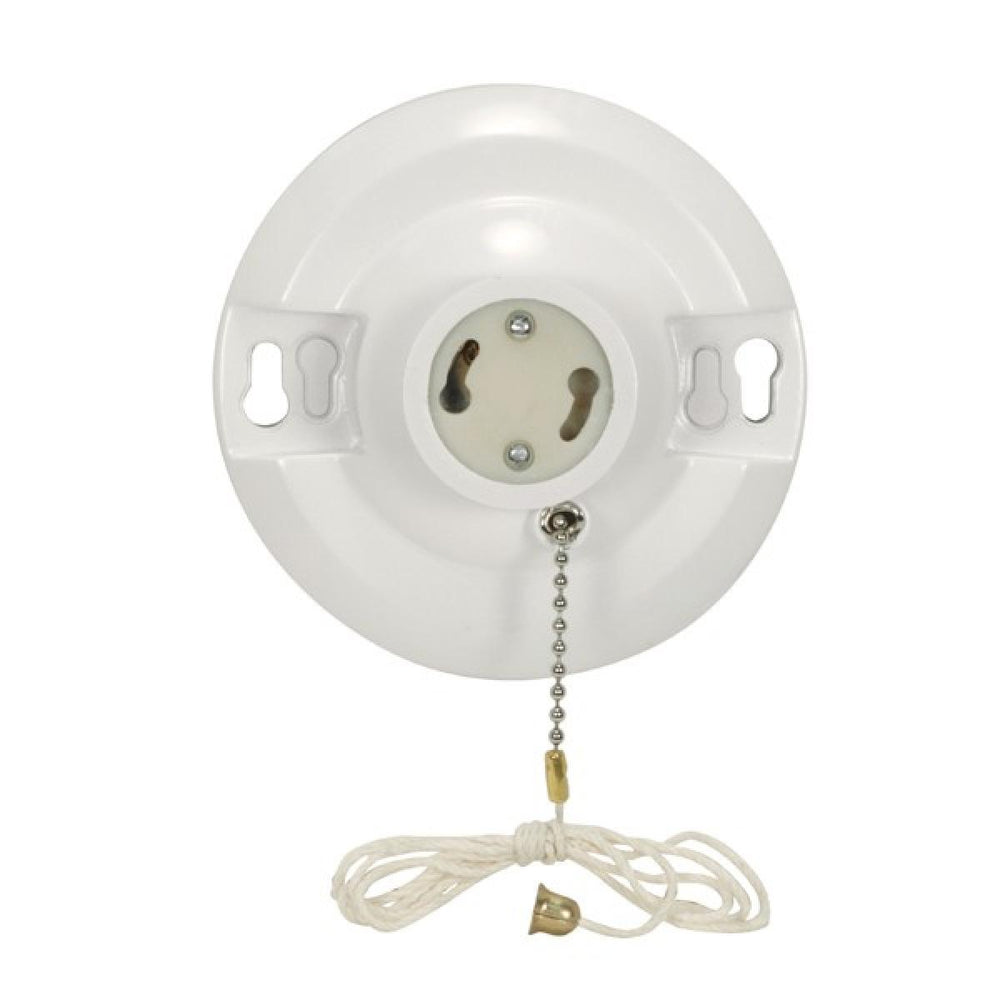 Satco Canada - Phenolic Gu24 On-Off Pull Chain Ceiling Receptacle - White- Union Lighting Luminaires Decor