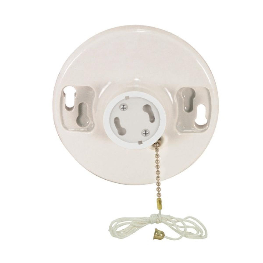 Satco Canada - Phenolic Gu24 On-Off Pull Chain Ceiling Receptacle - White- Union Lighting Luminaires Decor