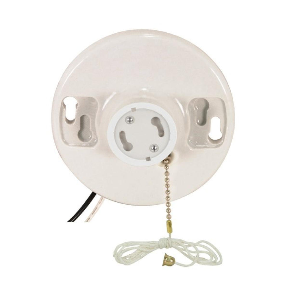 Satco Canada - Pull Chain White Porcelain Gu24 On-Off Pull Chain Ceiling Receptacle - White- Union Lighting Luminaires Decor