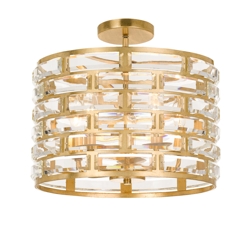 Crystorama - Five Light Semi Flush Mount - Meridian - Antique Gold- Union Lighting Luminaires Decor
