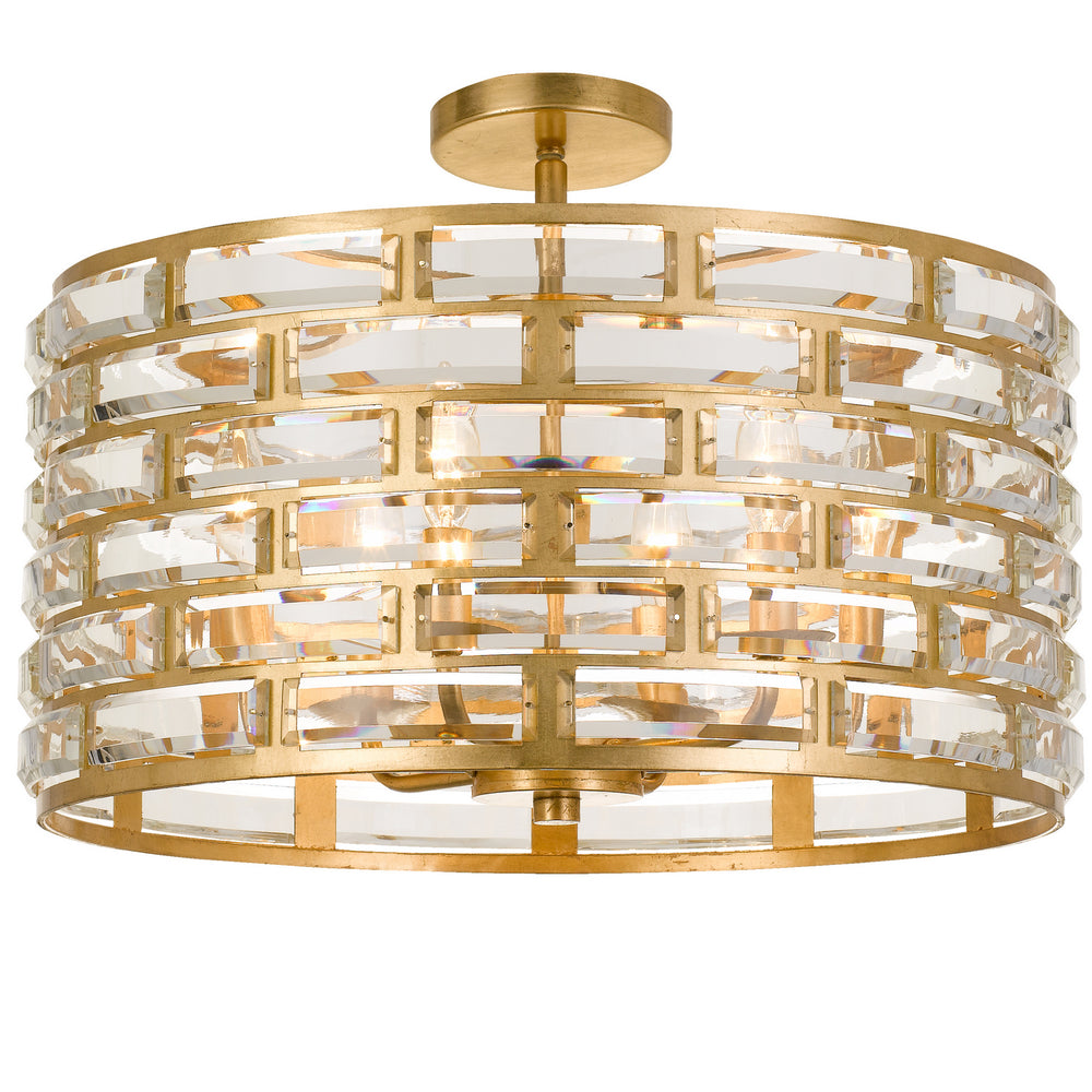 Crystorama - Six Light Semi Flush Mount - Meridian - Antique Gold- Union Lighting Luminaires Decor