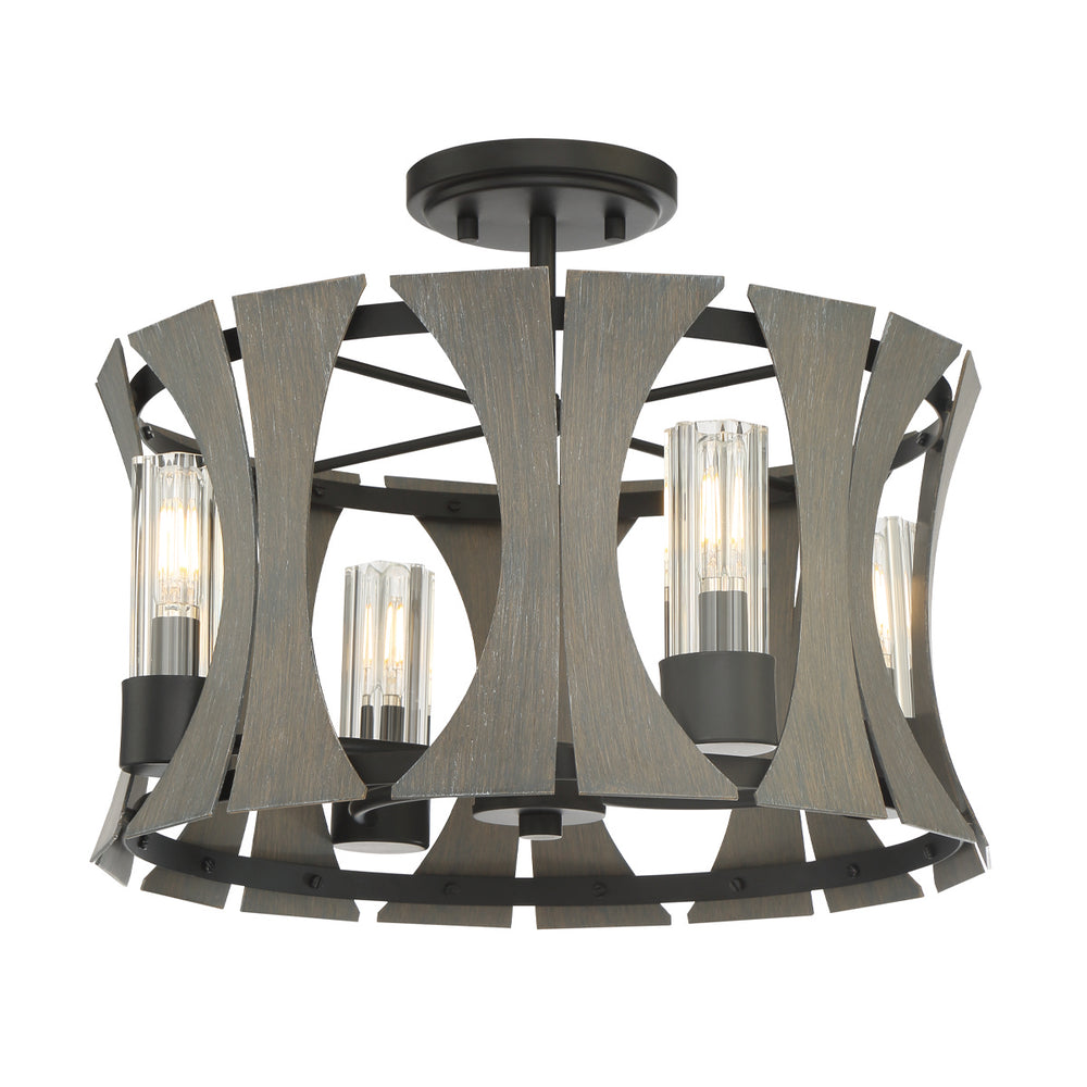 Eurofase Canada - LED Semi Flush Mount - Pennino - Matte Black W/ Grey Wood- Union Lighting Luminaires Decor