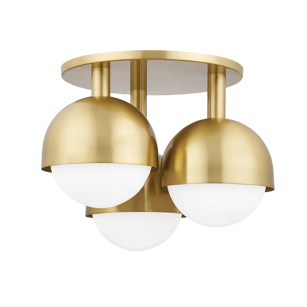 Hudson Valley Canada - Three Light Semi Flush Mount - Foster - Aged Brass- Union Lighting Luminaires Decor