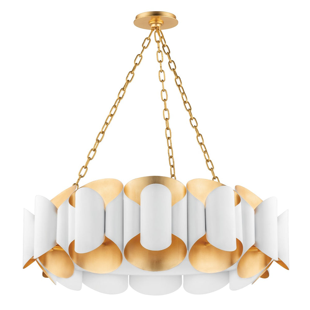 Hudson Valley Canada - 12 Light Chandelier - Banks - Gold Leaf/White- Union Lighting Luminaires Decor
