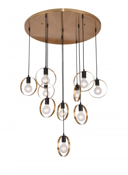 Bethel International Canada - Ten Light Chandelier - Black & Brushed Brass- Union Lighting Luminaires Decor