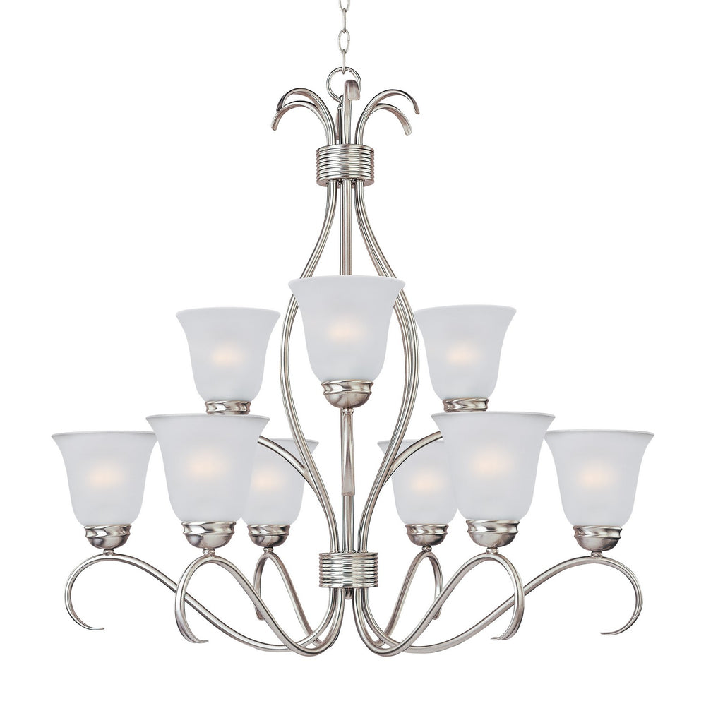 Maxim - Nine Light Chandelier - Basix - Satin Nickel- Union Lighting Luminaires Decor