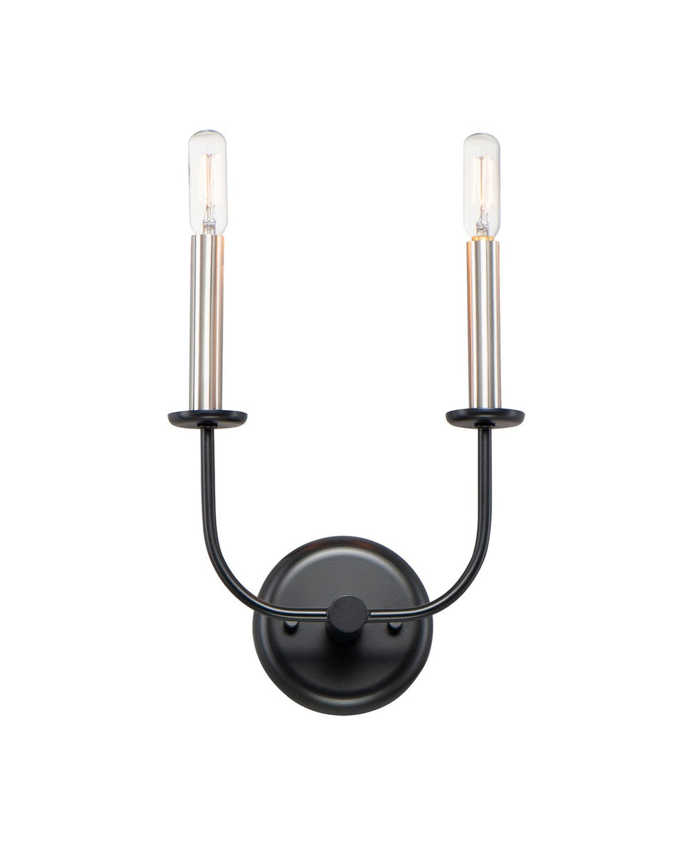 Maxim - Two Light Wall Sconce - Wesley - Black / Satin Nickel- Union Lighting Luminaires Decor