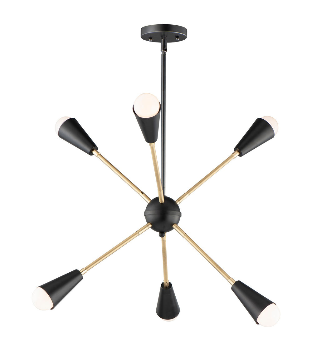 Maxim - Six Light Pendant - Lovell - Black / Satin Brass- Union Lighting Luminaires Decor