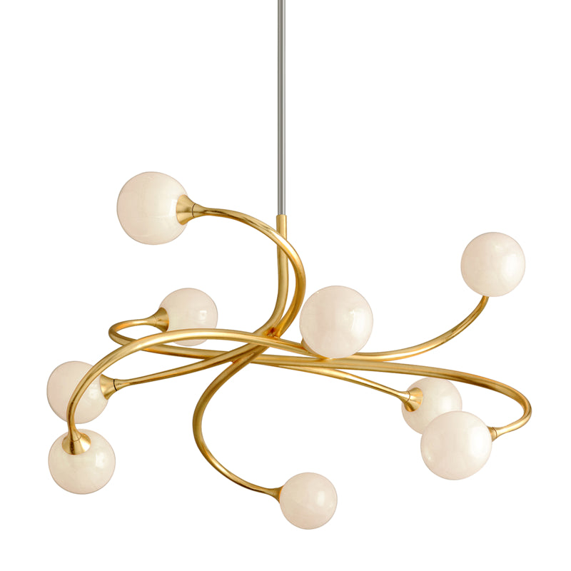 Corbett Lighting - Nine Light Chandelier - Signature - Gold Leaf- Union Lighting Luminaires Decor