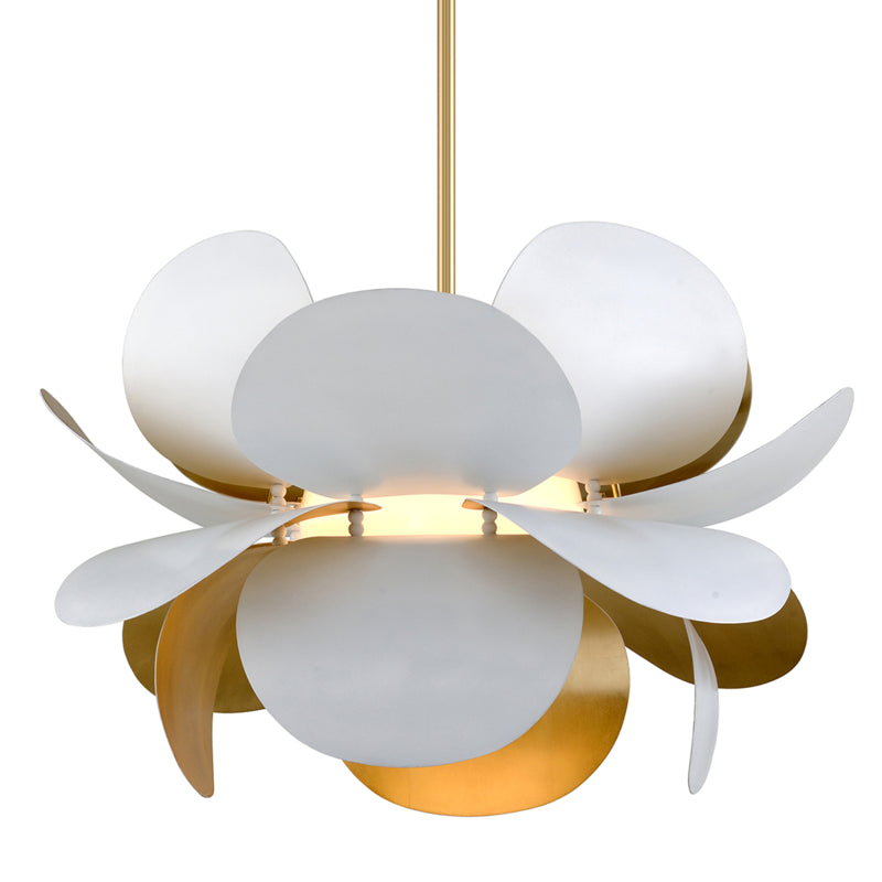 Corbett Lighting - One Light Chandelier - Ginger - White And Gold Leaf- Union Lighting Luminaires Decor