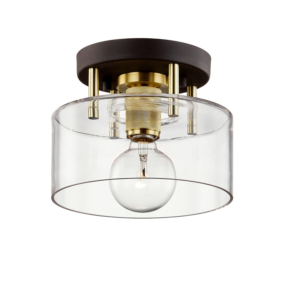 Troy Lighting Canada - One Light Semi-Flush Mount - Bergamot Station - Bronze/Brushed Brass- Union Lighting Luminaires Decor