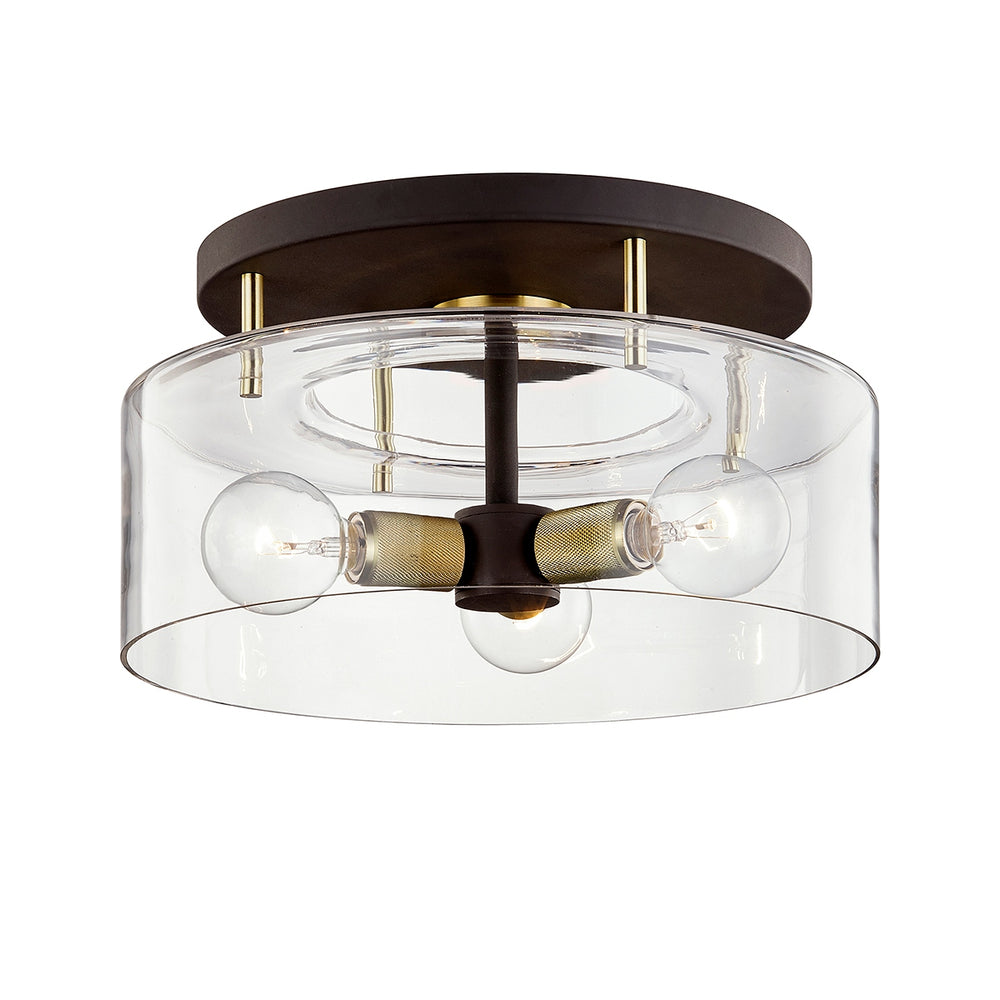 Troy Lighting Canada - Three Light Semi Flush Mount - Bergamot Station - Bronze/Brushed Brass- Union Lighting Luminaires Decor