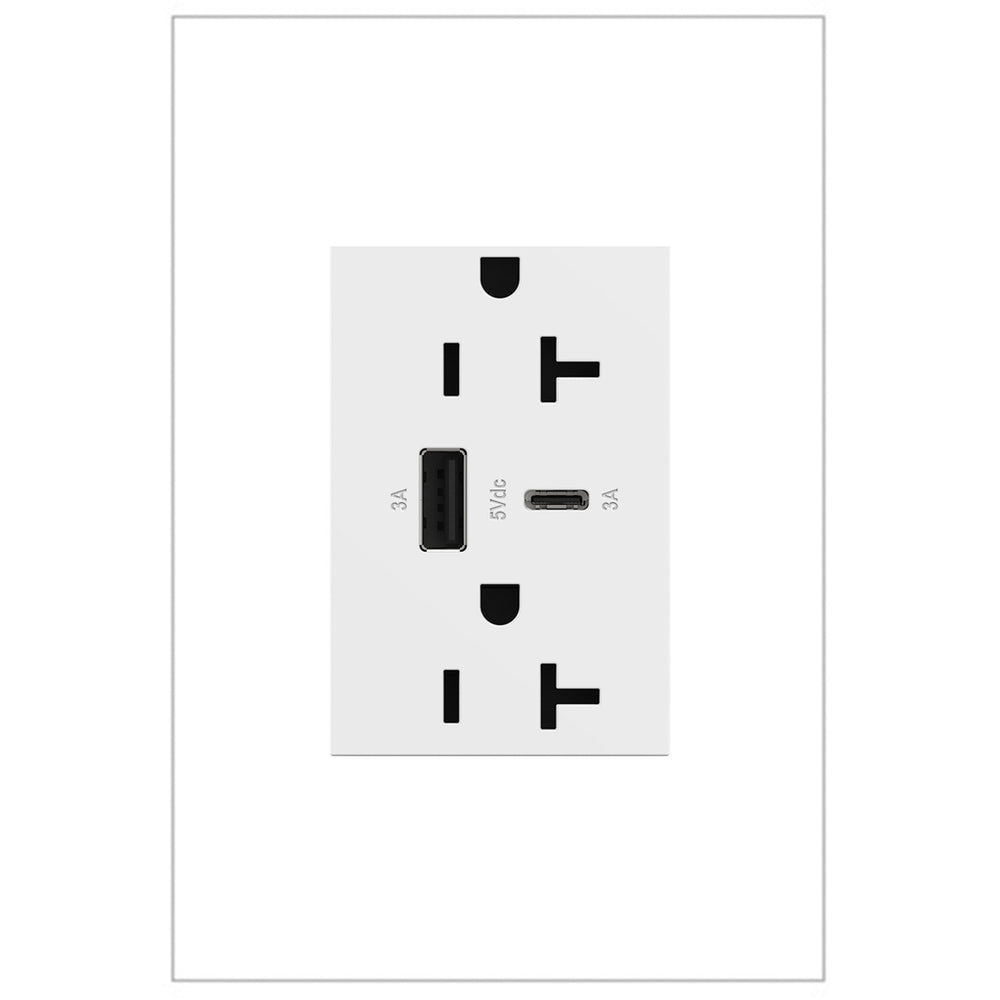 Legrand Canada - 20A Tamper-Resistant Ultra-Fast USB Type-A/C Outlet - Outlets - White- Union Lighting Luminaires Decor
