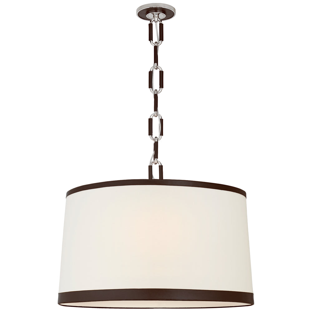 Ralph Lauren Canada - Three Light Pendant - Cody - Polished Nickel with Chocolate Leather- Union Lighting Luminaires Decor