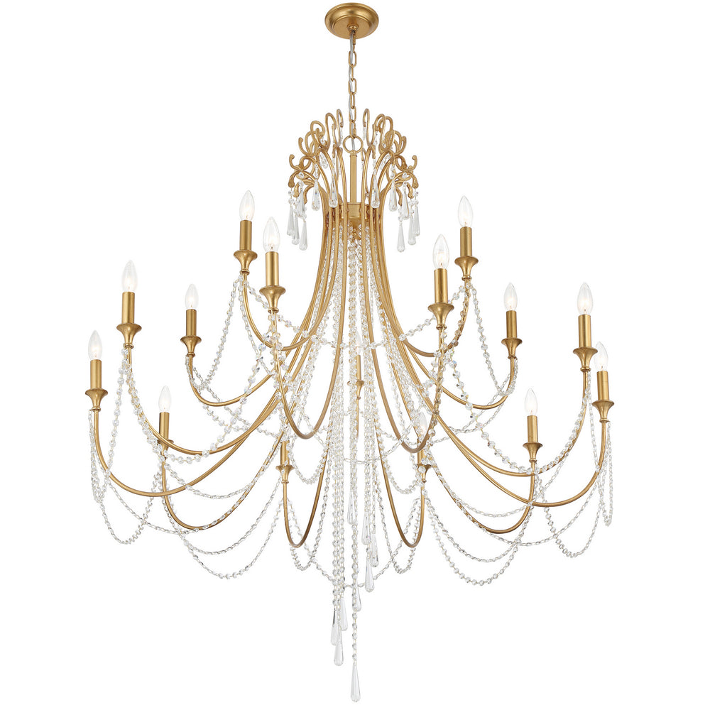 Crystorama - 15 Light Chandelier - Arcadia - Antique Gold- Union Lighting Luminaires Decor