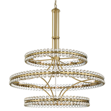 Crystorama - 24 Light Chandelier - Clover - Aged Brass- Union Lighting Luminaires Decor