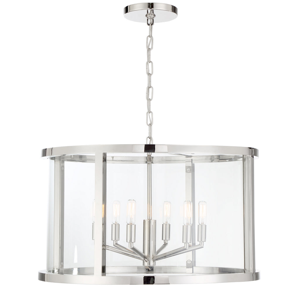 Crystorama - Six Light Chandelier - Devon - Polished Nickel- Union Lighting Luminaires Decor
