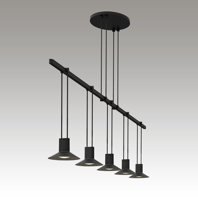 Sonneman - Five Light Pendant - Suspenders - Satin Black- Union Lighting Luminaires Decor