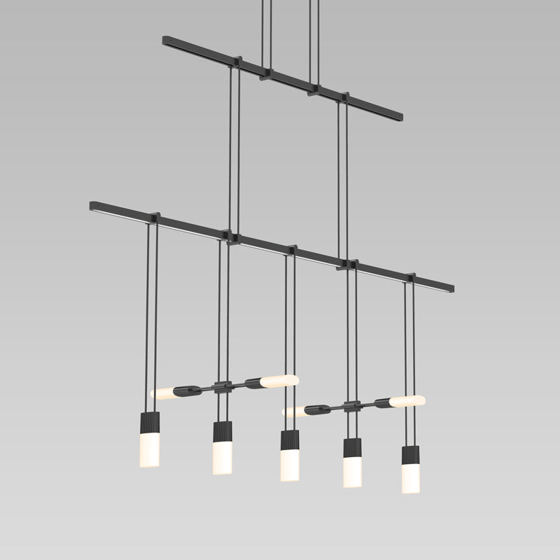 Sonneman - Three Light Pendant - Suspenders - Satin Black- Union Lighting Luminaires Decor