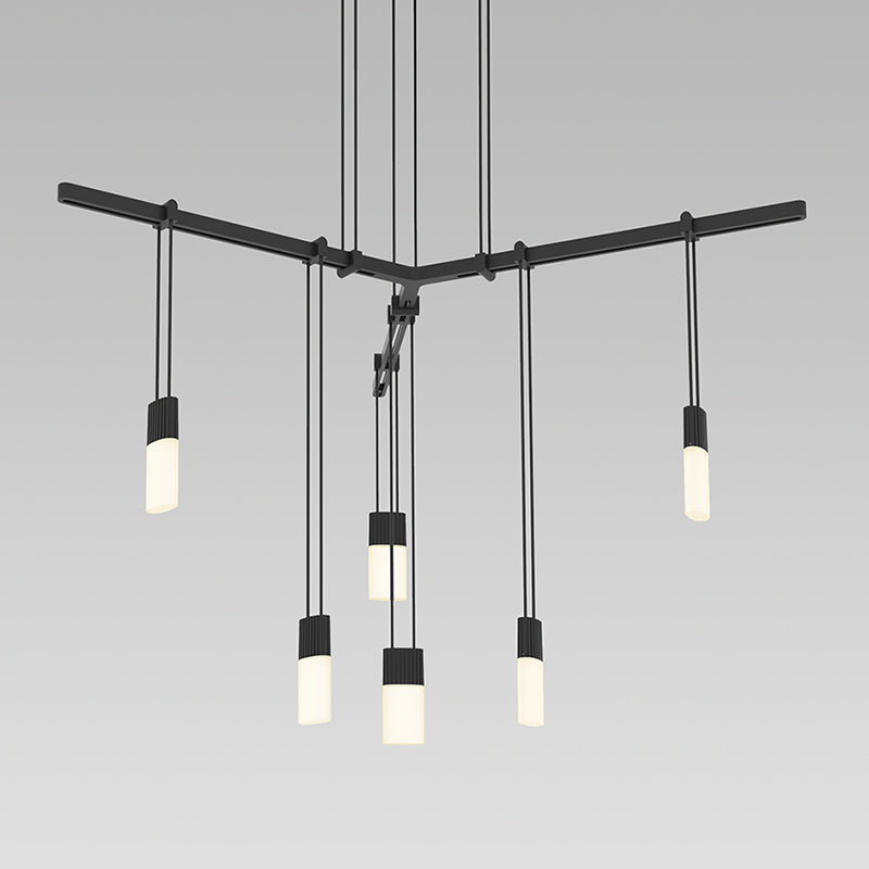 Sonneman - Six Light Pendant - Suspenders - Satin Black- Union Lighting Luminaires Decor