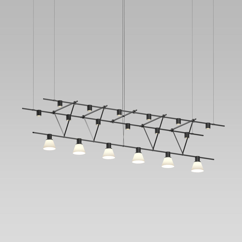 Sonneman - Six Light Pendant - Suspenders - Satin Black- Union Lighting Luminaires Decor