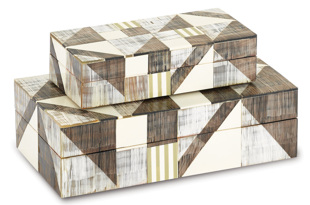 Currey and Company - Boxes Set of 2 - Modernist - Gray/Natural- Union Lighting Luminaires Decor