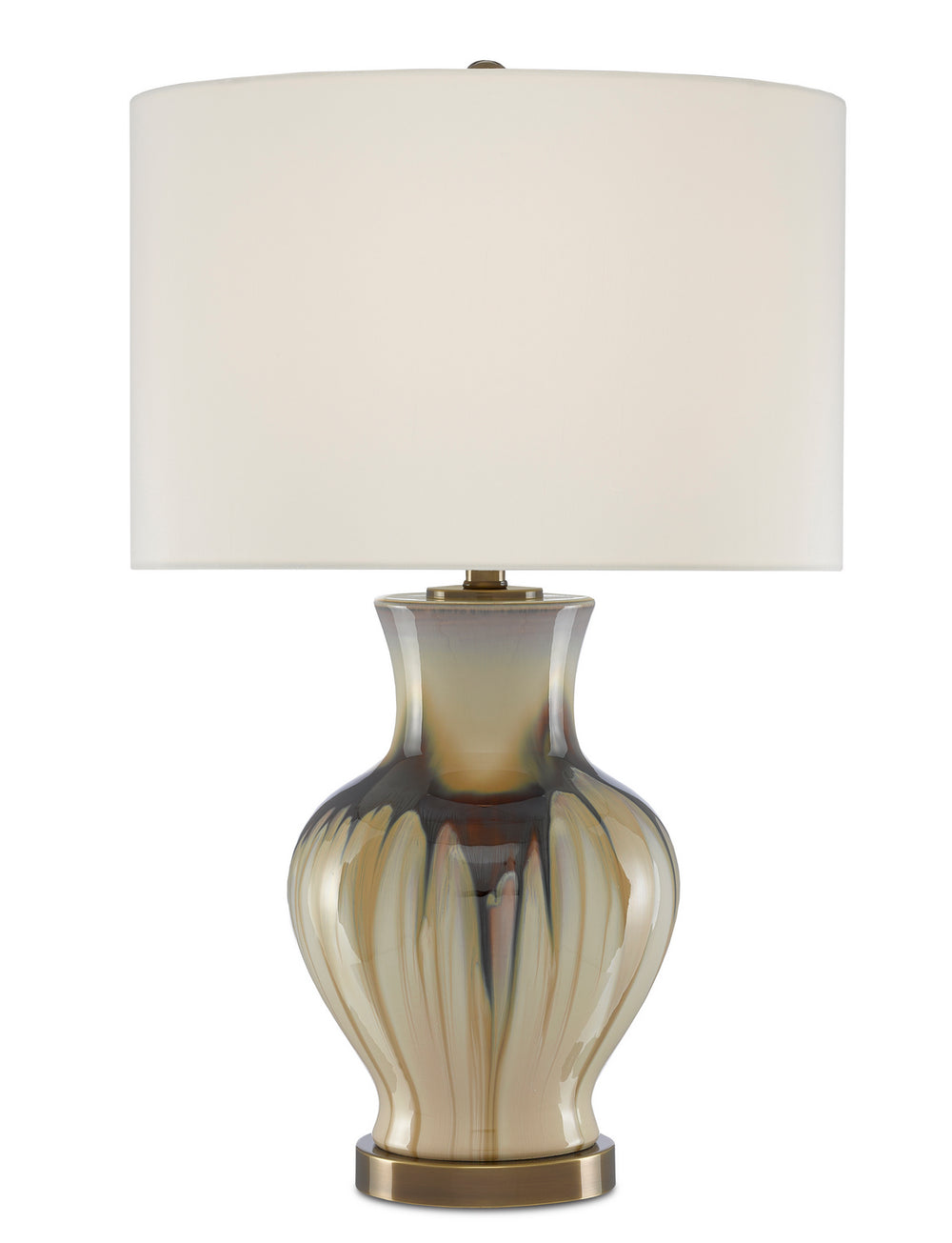 Currey and Company - One Light Table Lamp - Muscadine - Cream/Brown/Antique Brass- Union Lighting Luminaires Decor